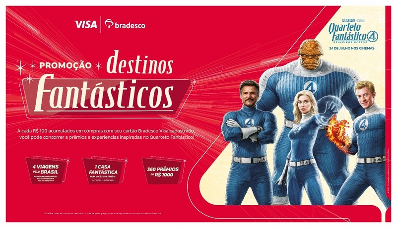 Bradesco e Visa lançam a promoção “Destinos Fantásticos”, inspirada no novo filme da Marvel, Quarteto Fantástico: Primeiros passos