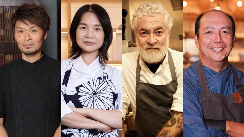 Zaiyu Hasegawa, Telma Shimizu, Alex Atala e André Saburó cozinham juntos no Aizomê da Japan House São Paulo