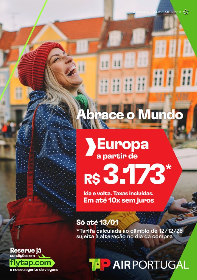 TAP lança Campanha Multidestinos com preços a partir de R$ 3.173 para a Europa