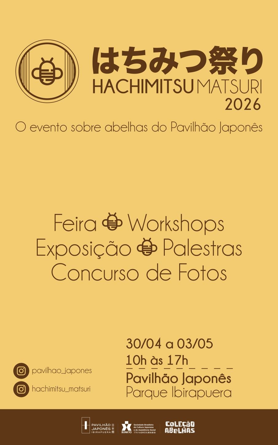 Pavilhão Japonês realiza Hachimitsu Matsuri 2026, festival dedicado às abelhas e ao mel