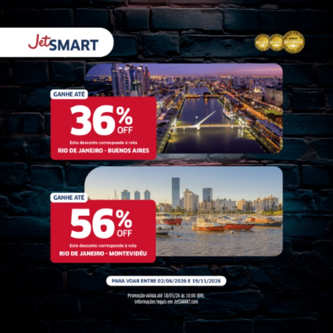Por poucos dias, JetSMART oferece descontos de até 56%