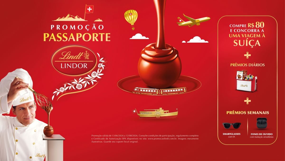 Inspirada nas paisagens suíças, Lindt lança Promoção Passaporte LINDOR e sorteia viagem que inclui passeios por terra, céu e água