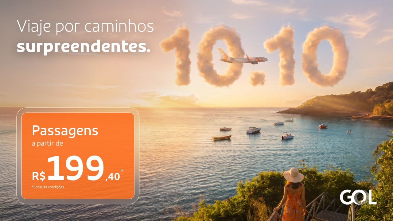 Gol lança promoção 10/10 com trechos nacionais a partir de R$ 199 e internacionais a partir de R$ 1.237