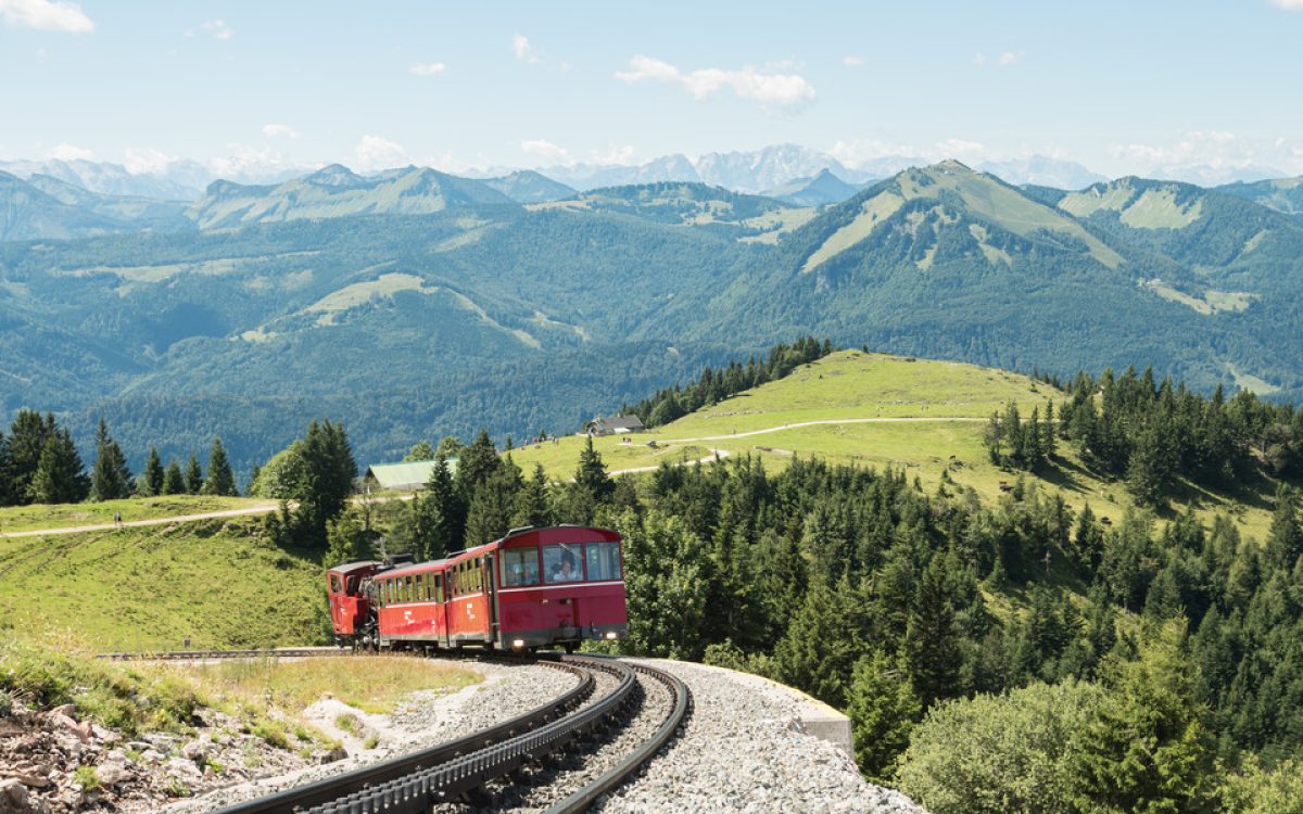 Ferrovia SchafbergBahn e os barcos de WolfgangseeSchifffahrt